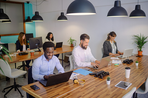TransLine Global Express team collaborating in a modern office